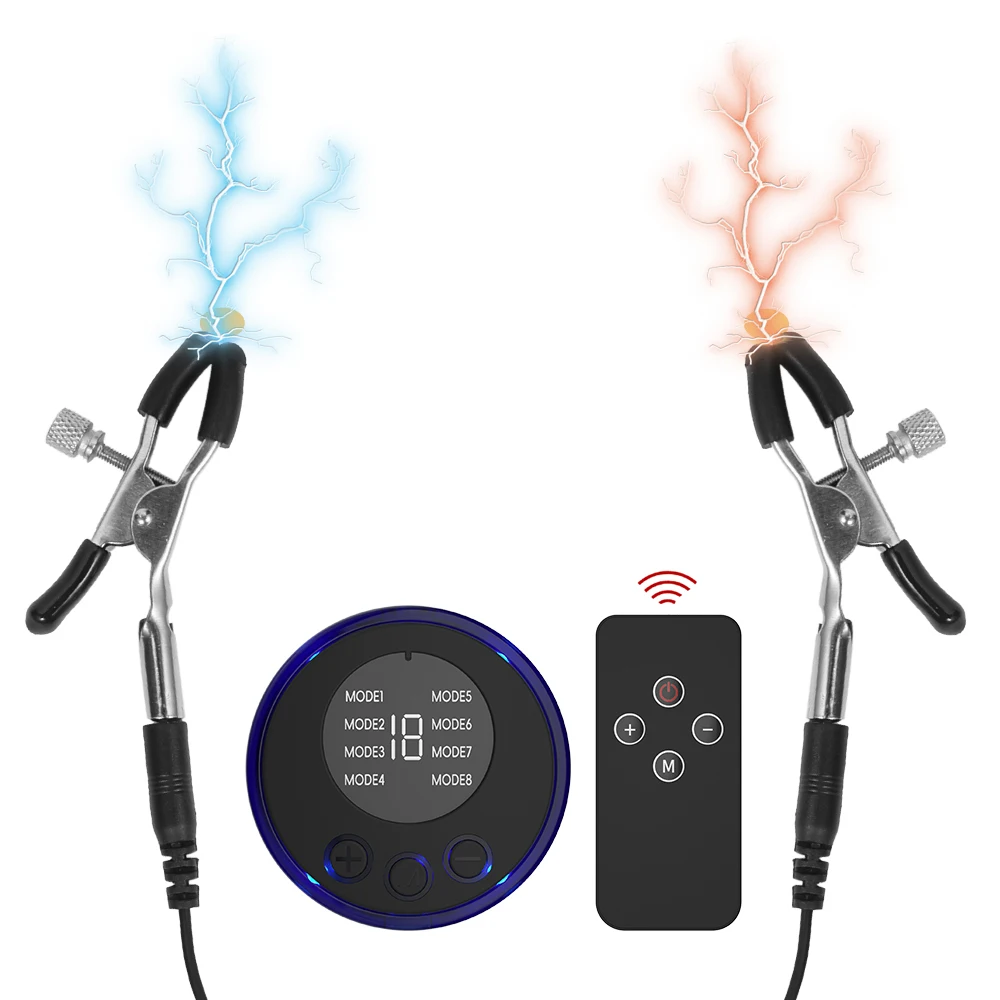 صدمة كهربائية الحلمة المشابك BDSM يمزح لعبة نبض كامل الجسم مدلك منصات تحفيز قوية الثدي البظر كليب الجنس لعب