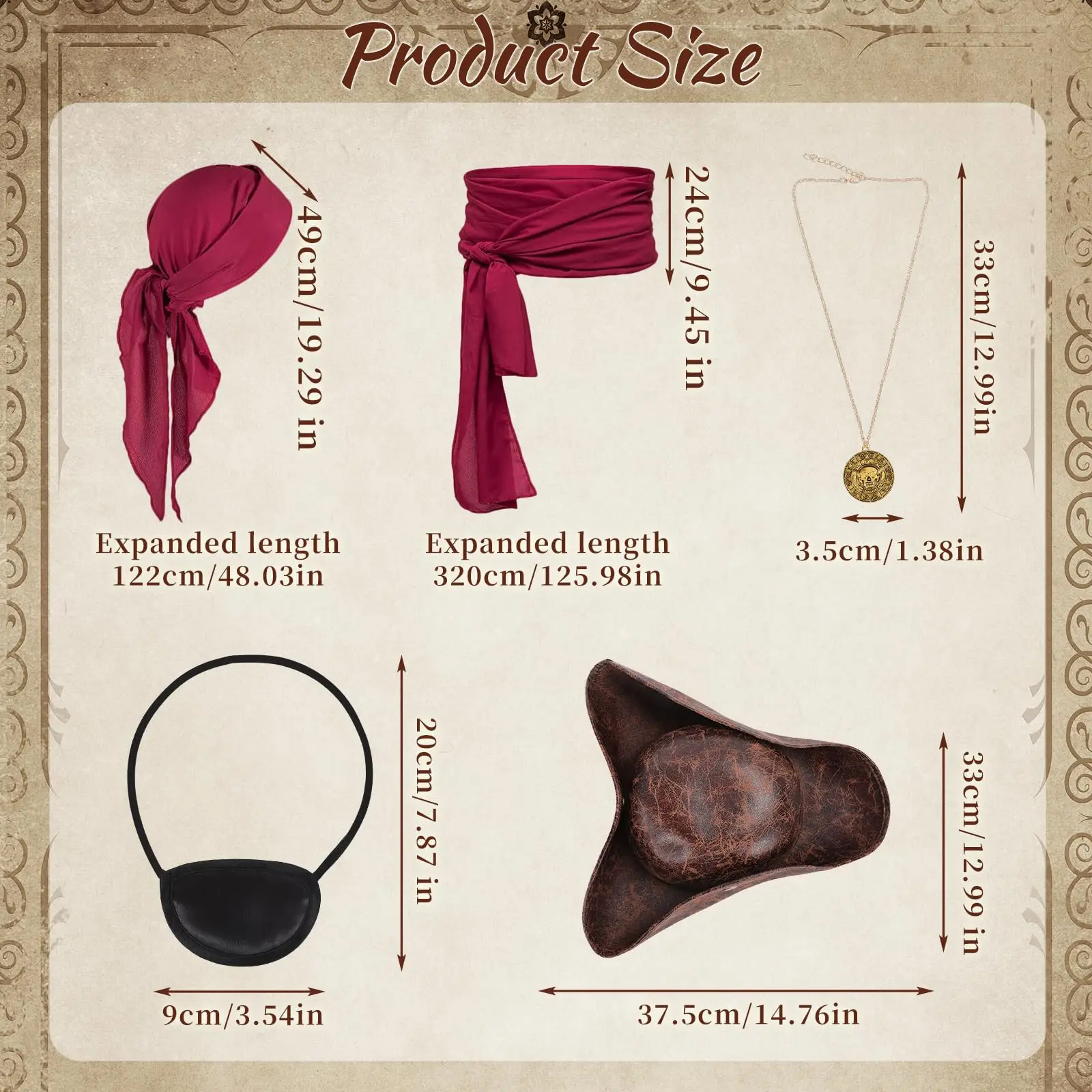 หมวกโจรสลัด ผู้หญิง ผู้ชาย หมวกทรงสามเหลี่ยม หนังเทียม หมวกคอสตูมโจรสลัด ฮาโลวีน คอสเพลย์ อุปกรณ์เสริมสำหรับผู้ใหญ่ ไม่รวมเสื้อผ้า