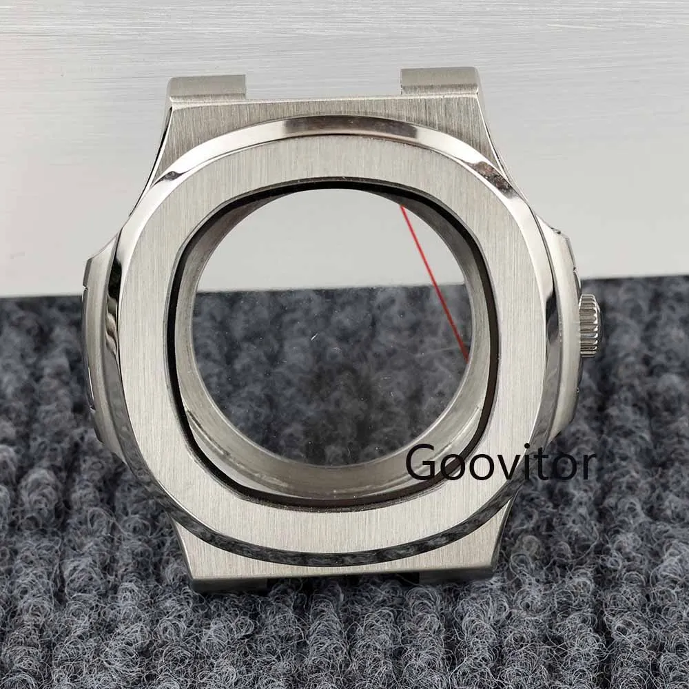 Cassa per orologio da 40 mm quadrata argento acciaio inossidabile vetro zaffiro impermeabile per NH35 NH36 NH38 movimento nautilus accessori per orologi