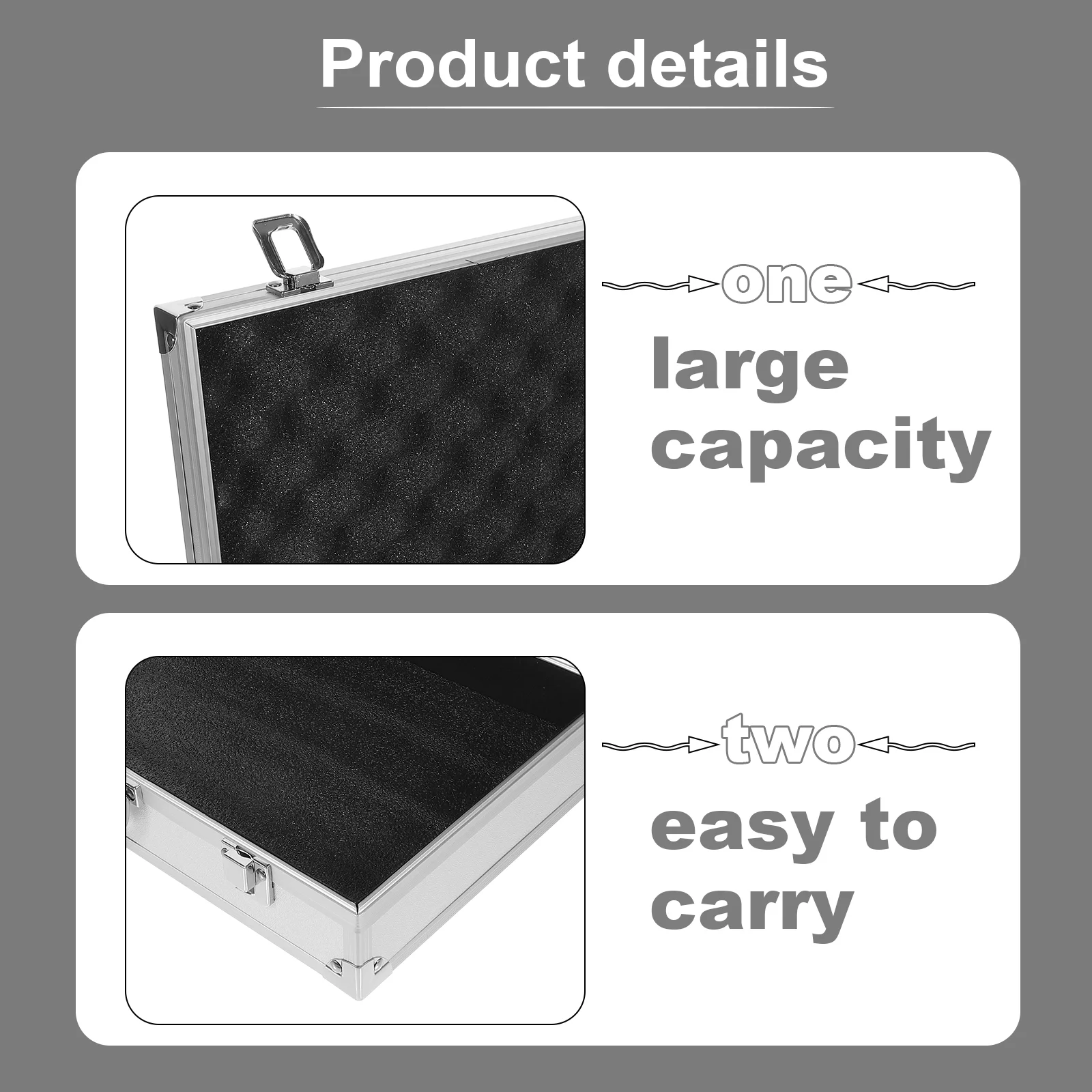 Aluminum Briefcase for Men Hard with Foam Clear Toiletry Bag Carrying Box Storage Bins