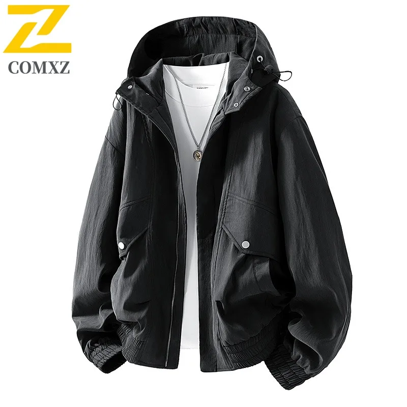 

COMXZ Мужская альпинистская куртка высокого класса с капюшоном = уличная ветрозащитная мотоциклетная куртка повседневные уличные легкие осенние пальто