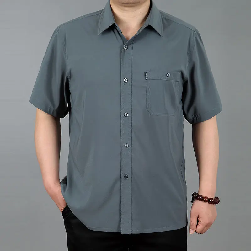 Camisa de botões emendados masculina, Lapela, Cor sólida, Bolsos, Grande, Tops casuais, Camisas coreanas, Roupa de verão, Nova Moda, 2023