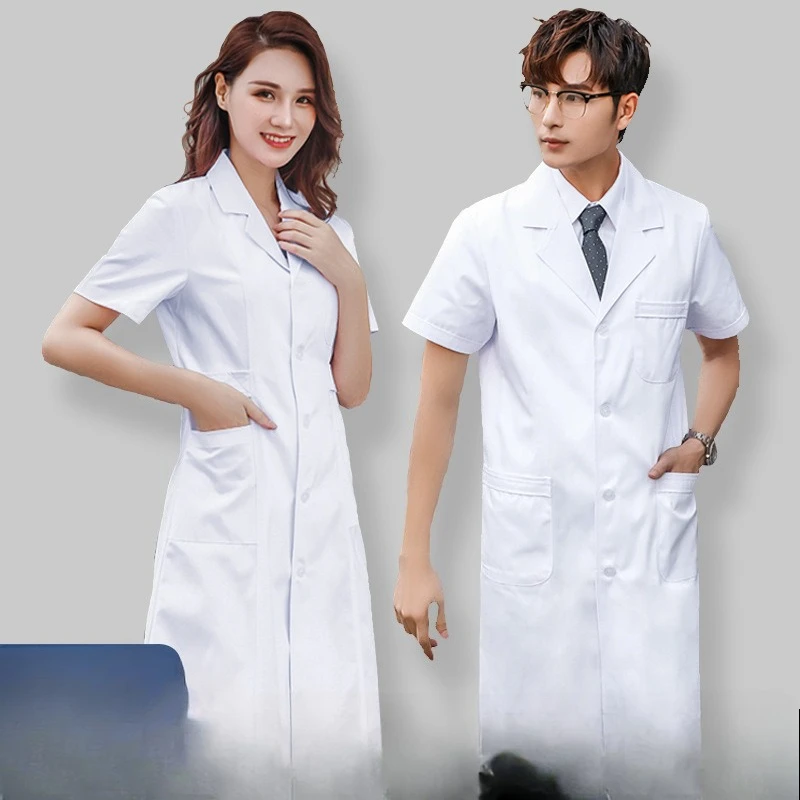 

Дышащий белый медицинский халат с коротким рукавом для врачей и медсестер, летняя униформа для работы