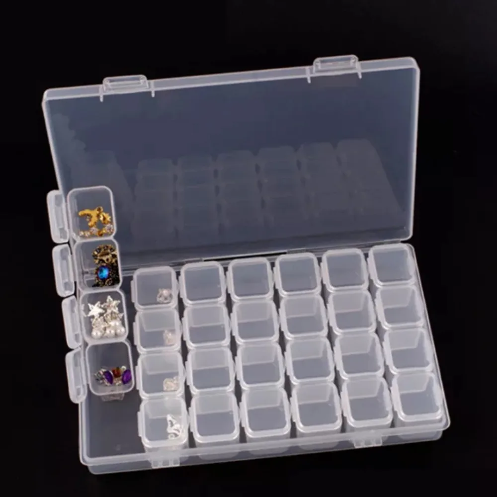1Pc Plastic Jewelry Box 28 Compartment Slot Organizer Storage Beads Container Adjustable Jewelry Storage Box Rectangle Case