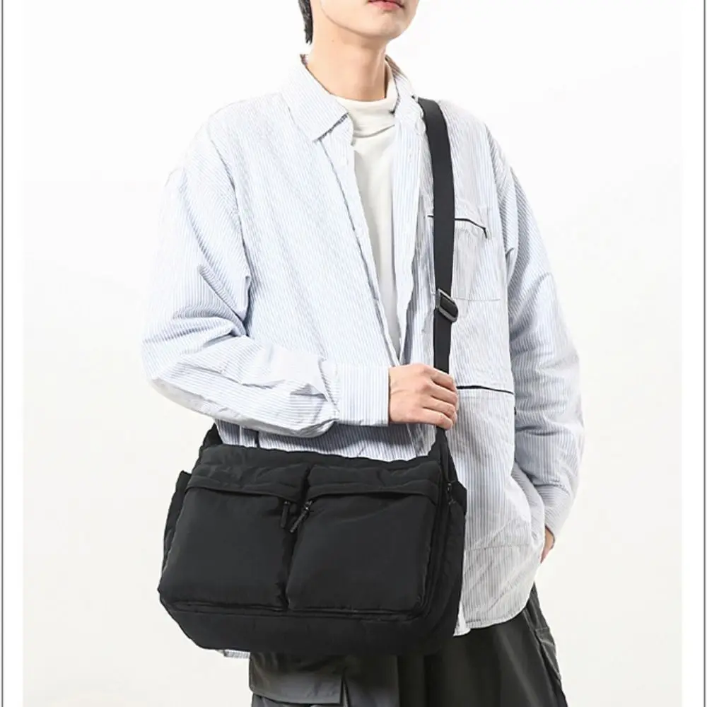 

Large Capacity Nylon Crossbody Bag Harajuku Sports Men Shoulder Bag Mobile Phone Pack Multiple Pockets Computer Bag Outdoor