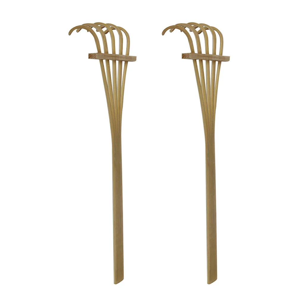 2 Pcs Decor Five-Tooth Bamboo Sand Rake Mini Garden Zen Miniature Decoration Table Tools for Sandbox Child