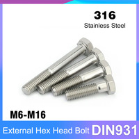 M6 M8 M10 M12 M14 M16 DIN931 A4-70 316 Stainless Steel Half Thread External Hex Hexagon Head Screw Bolt