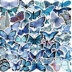 50Pcs Blue Butterfly Graffiti Stickers Waterproof PVC Material Stickers DIY Bicycle Luggage Skateboard