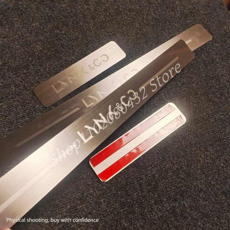 For LYNK&CO 10EM-P/07EM-P Elite Accessories 2022-2025 Stainless Car Door Sill Kick Scuff Plate Protector Trim Cover Sticker