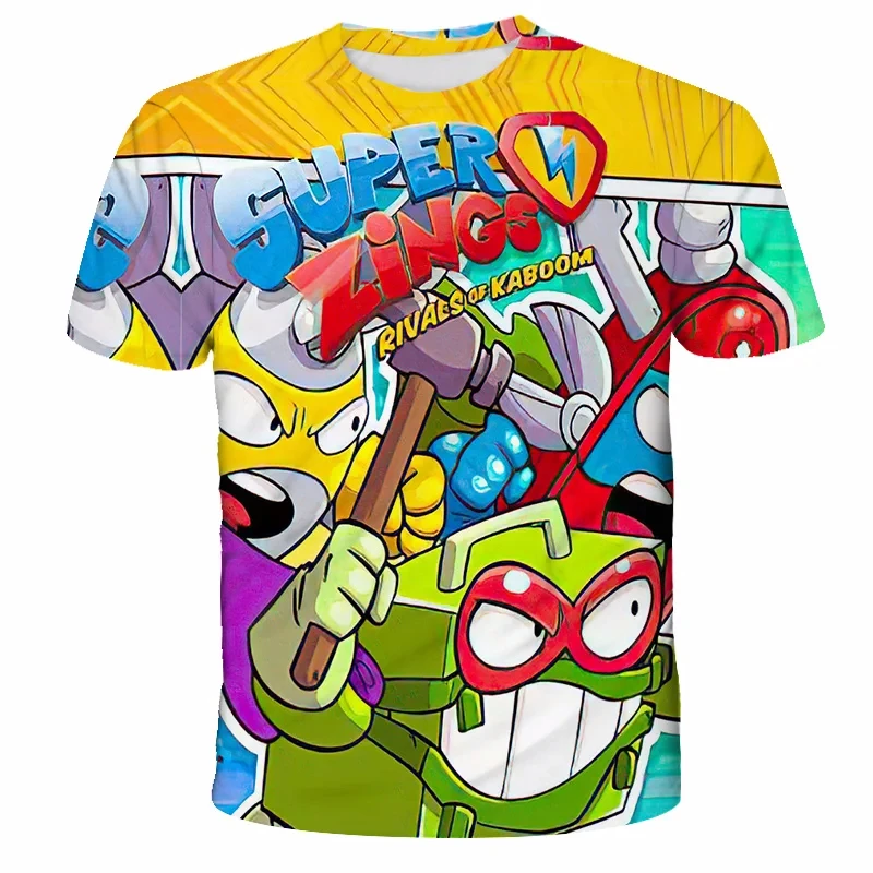 T-shirt de manga curta com decote em O infantil, Cartoon Print, Em todo o lado, Casual, Roupa infantil, menino, meninas, Verão, Novo, 2022, 2-13 anos