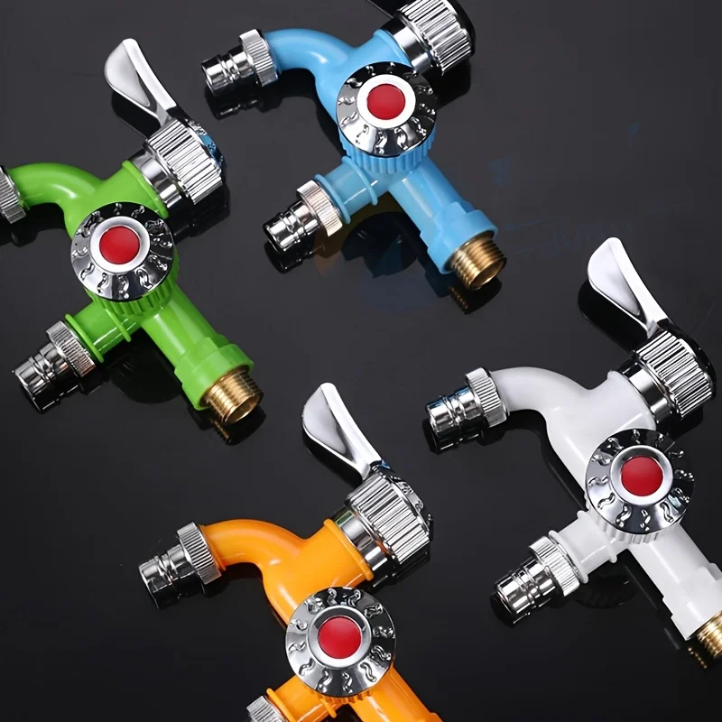 Dual Outlet Quick Open Washing Machine Faucet, 1 In 2 Out Three-way Plastic Single Cold Tap 4 Inch Dual Use Tap for Washing Mach