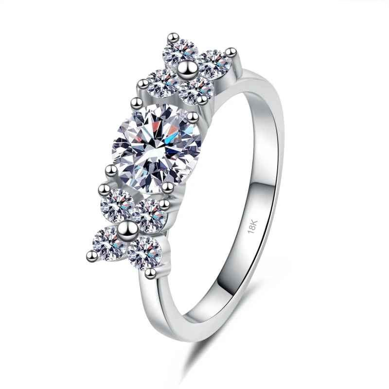 Women Wedding Band 18K White Gold Engagement Rings 1CT VVS D Color Moissanite Diamond PT950 Platinum Girl Friend Valentine's Day