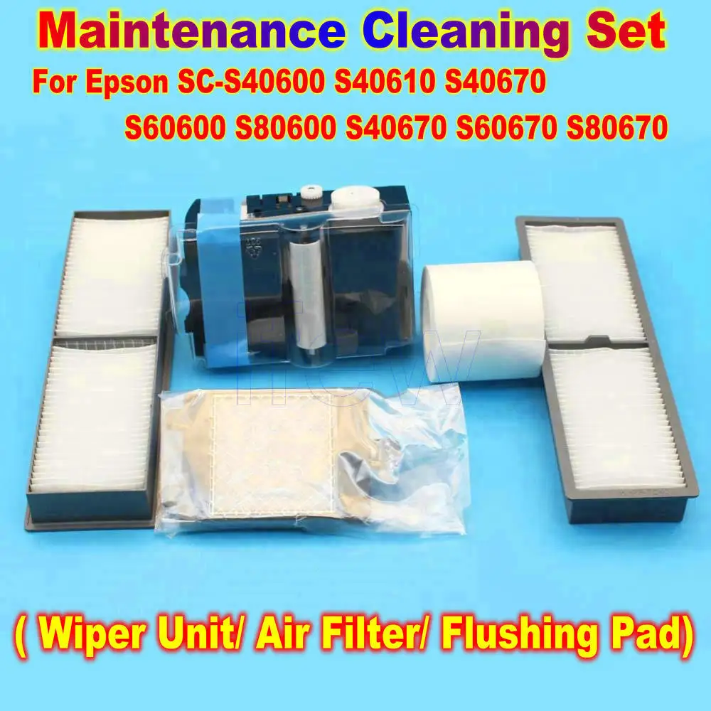 Printer Clean Maintenance Set Cleaning Kit Wiper Unit Air Filter Flush Pad For Epson S40600 S60600 S80600 S40670 S60670 S80670