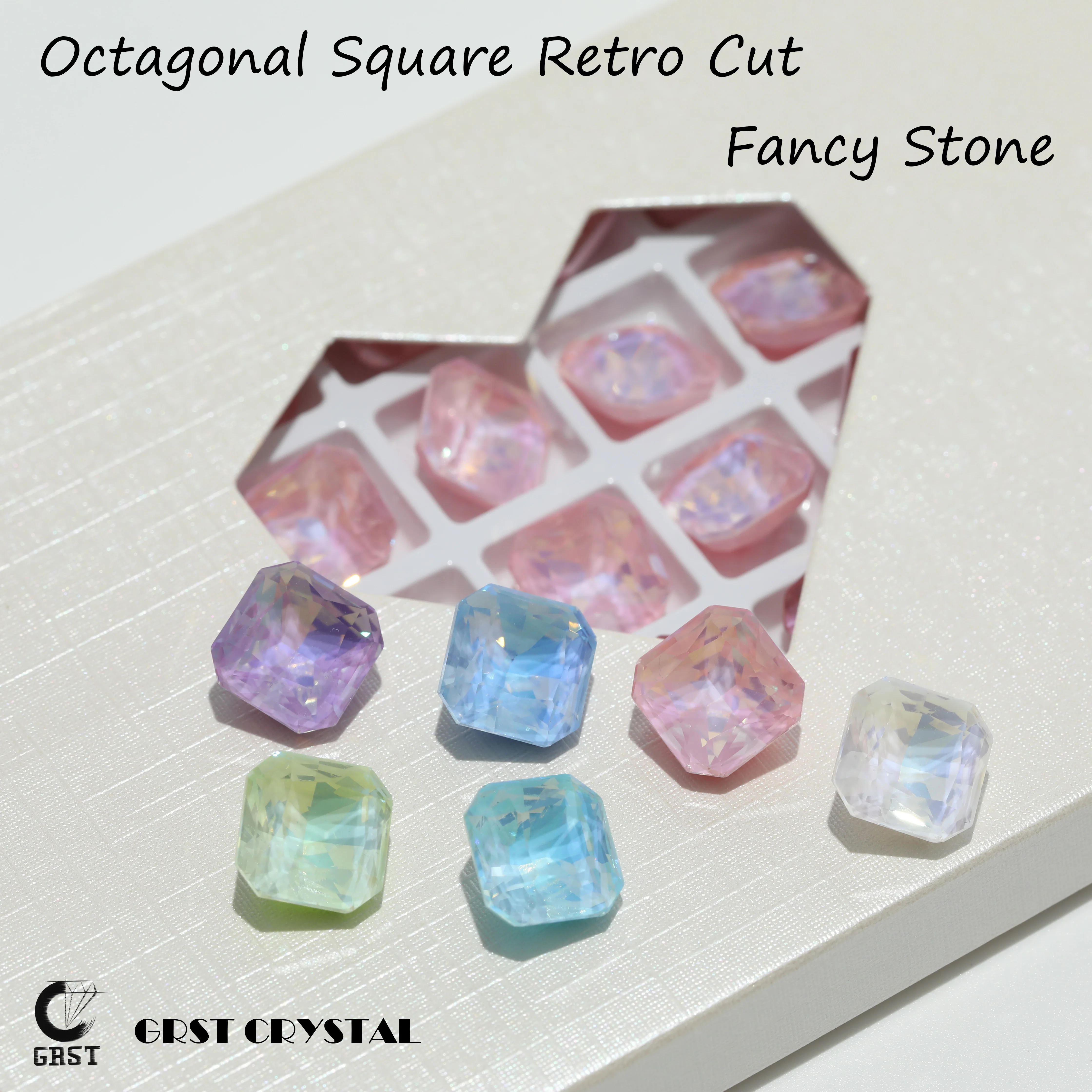 Piedras Decorativas Octogonales Cuadradas de Cristal Premium GRST, Diseño Retro, Serie Fancy Stones, Rhinestones para Arte de Uñas, Vestidos, Bolsos, Suministros DIY