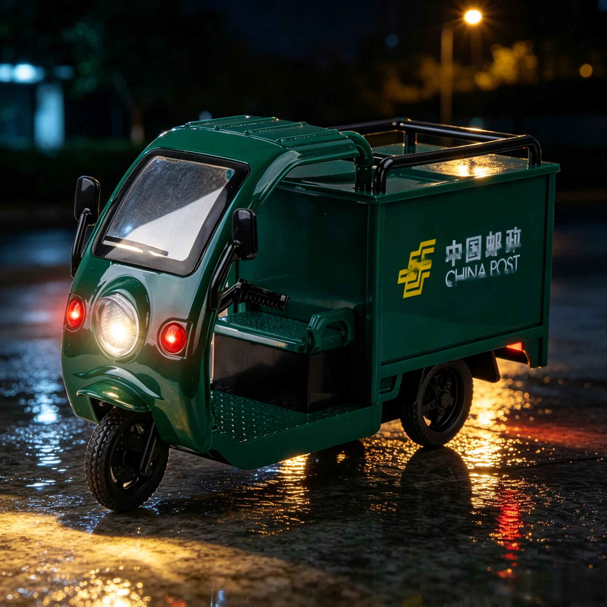

1:24 Express Transport tricycle Alloy Car Model City Post Tricycle Diecast Metal Simulation Toy Tricycle Model Gift