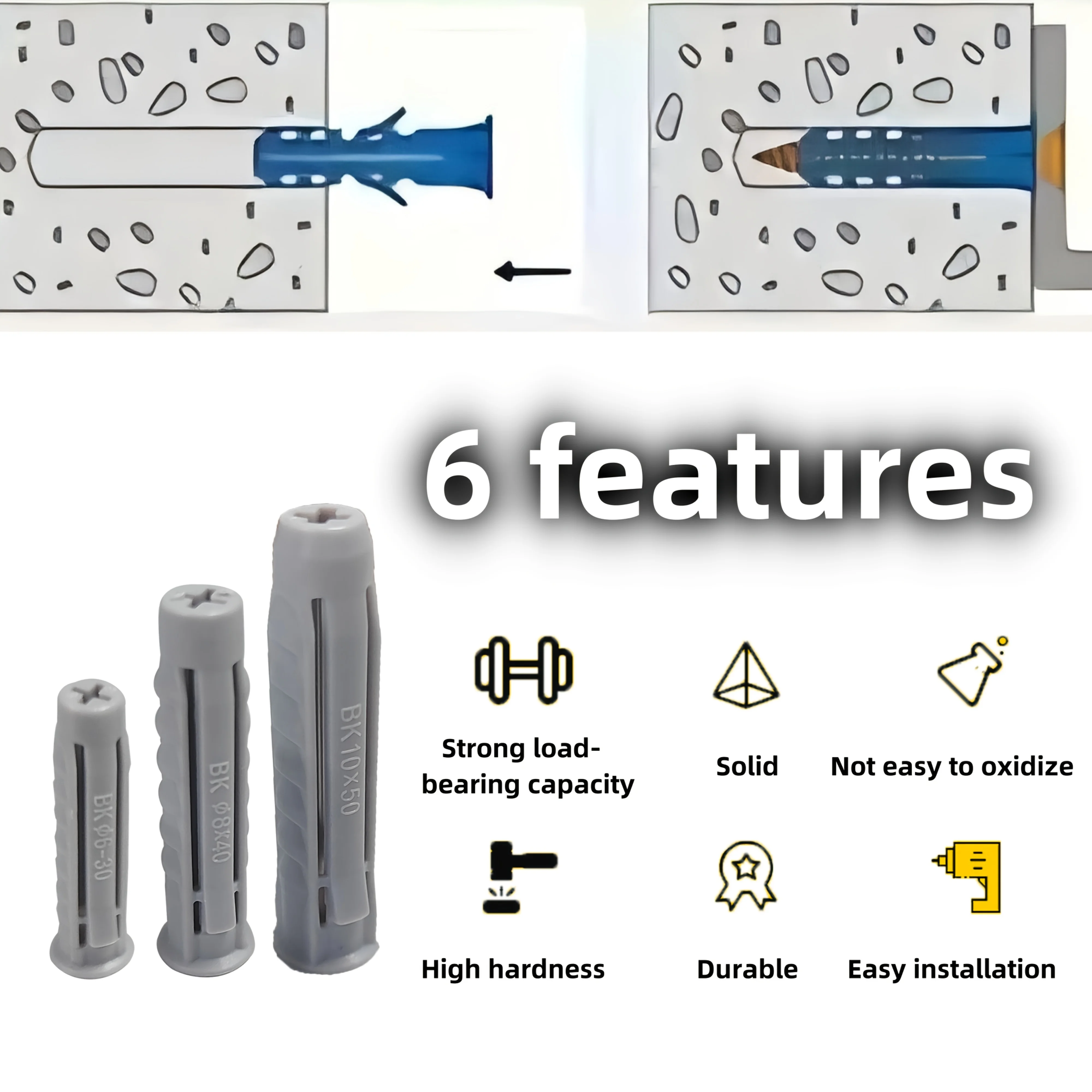 50-Piece Heavy-Duty Plastic Expansion Plugs - Leak-Proof Threaded PE Pipe Plugs for DIY & Construction image 4