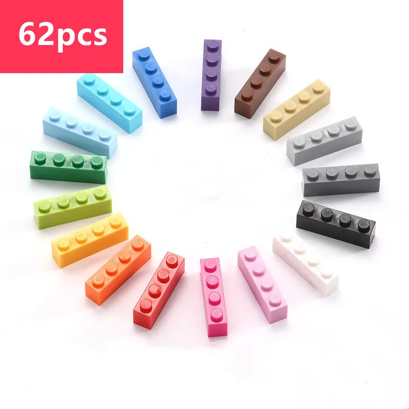 

62pcs DIY Building Blocks MOC Small Particle Figure Bricks Parts Tile 1x4 Compatible With 3010 Educational Toys for Children