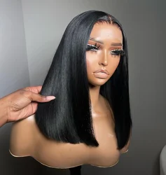 12inch 13X4 Bob Human Hair Wigs Real 180% Density 12a Straight Bob Wigs Pre Cut Lace Pre Bleached Tiny Knots Ready to Go Glueless