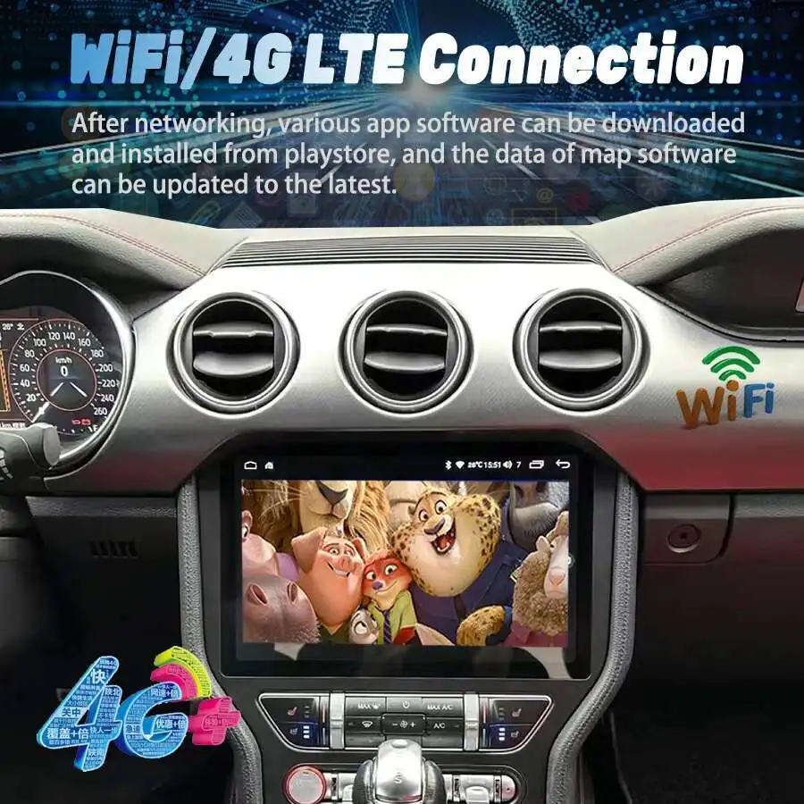 Dual System Car Radio Stereo For Ford Mustang 2015-2021 Qled Screen Multimedia Video Player GPS Navigation DSP Carplay Android