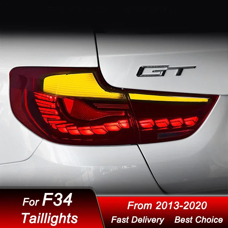 

Поп-стайлинг автомобиля Задние фонари для BMW 3 серии GT F34 2013-2020, стиль драконьей, светодиодный динамический указатель поворота, задний фонарь в сборе
