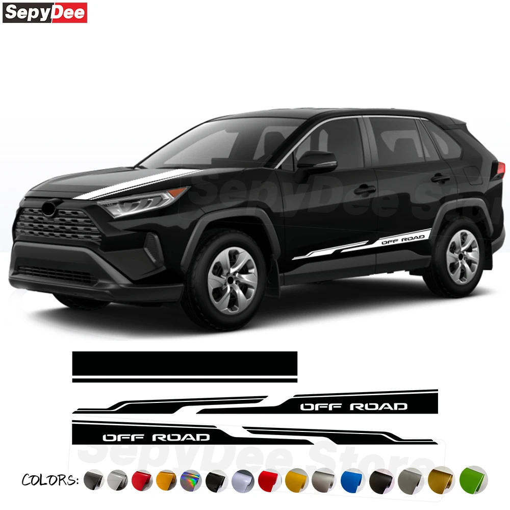 

Off Road Graphic Car Hood Engine Cover Door Side Sticker for Toyota RAV4 Body Decor Stripe Kits Vinyl Decal Car Accessories