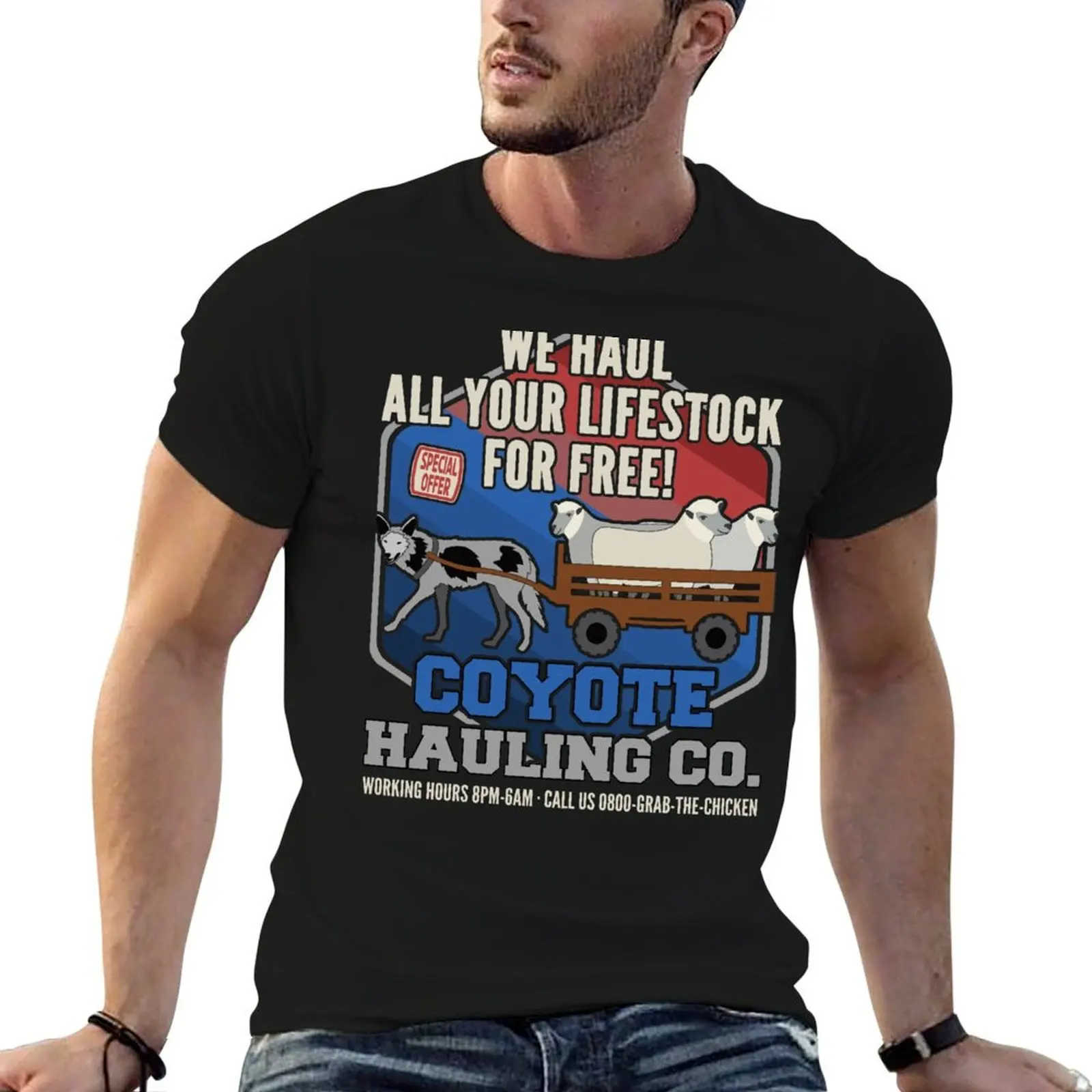 Coyote Hauling Lifestock Sheep Farmer #1472 T-Shirt custom shirt new edition clothing for men
