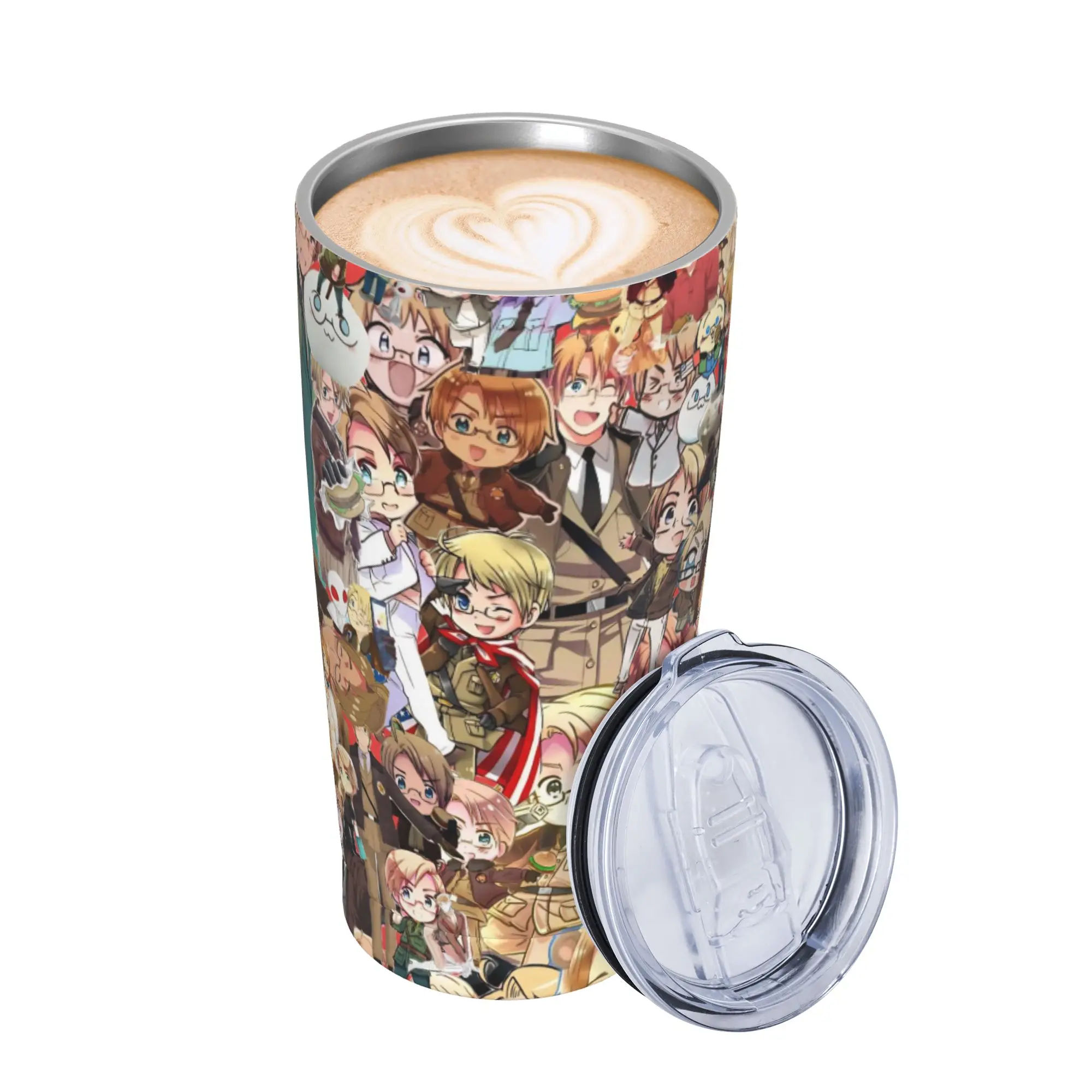 Hetalias Axis Powers Tumbler Vacuum Insulated  Coffee Cups with Lid Straw Smoothie Tea Mug Hot Cold Drink 20oz