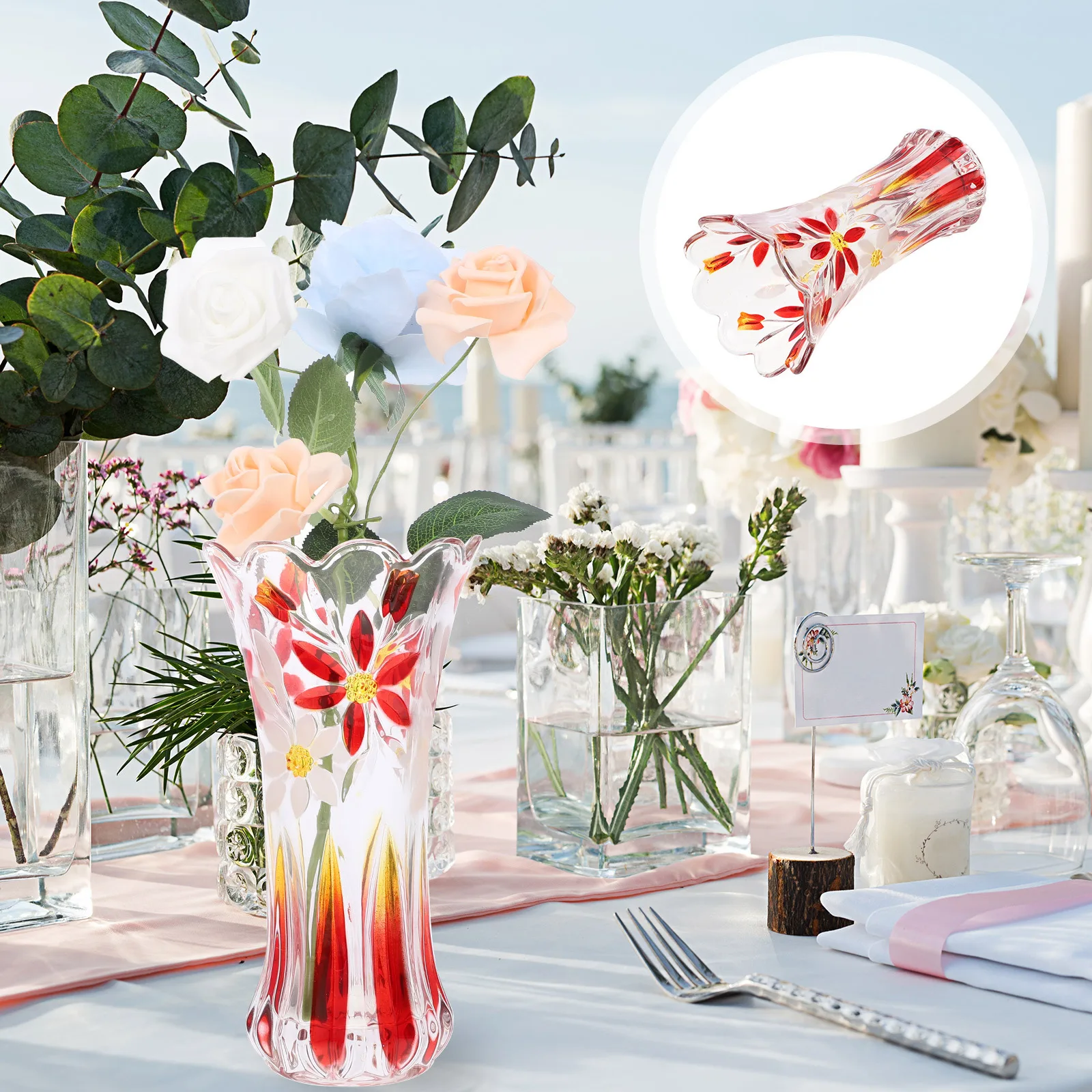 Thickened Crystal Glass Flower Vase for Home Decor Desktop Dried Flowers Arrangement Bottle Living Room Bedroom Garden