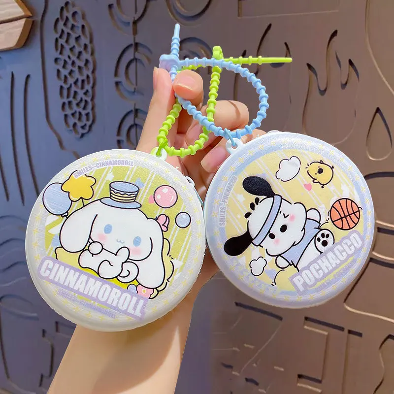 Kawaii Sanrio Coin Purse Pendant Hello Kitty Cinnamoroll Anime Cartoon Rotundity Mini Storage Bag Pvc Keychain Decoration Gifts