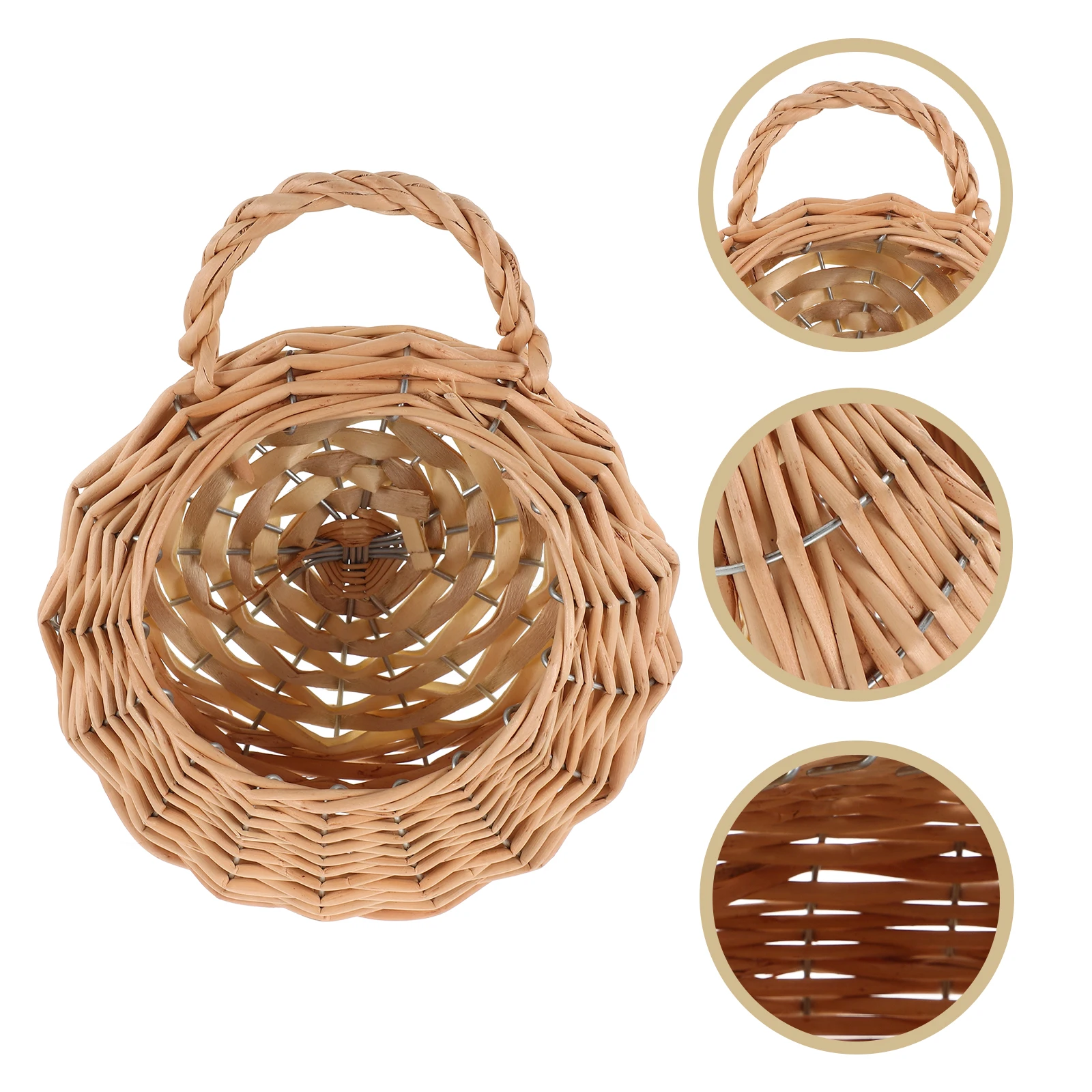

Flower Wall Decor Wicker Storage Baskets Indoor Plant Holder Kitchen Sundries Basket Durable Hanging Woven Flower Pot Wall
