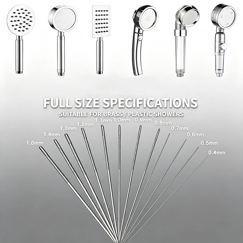 20Pcs Stainless Steel Shower Head Dredging Needles,0.4-1.6mm Nozzle Cleaner For Soldering Tips, Spray Guns & Fuel Injectors