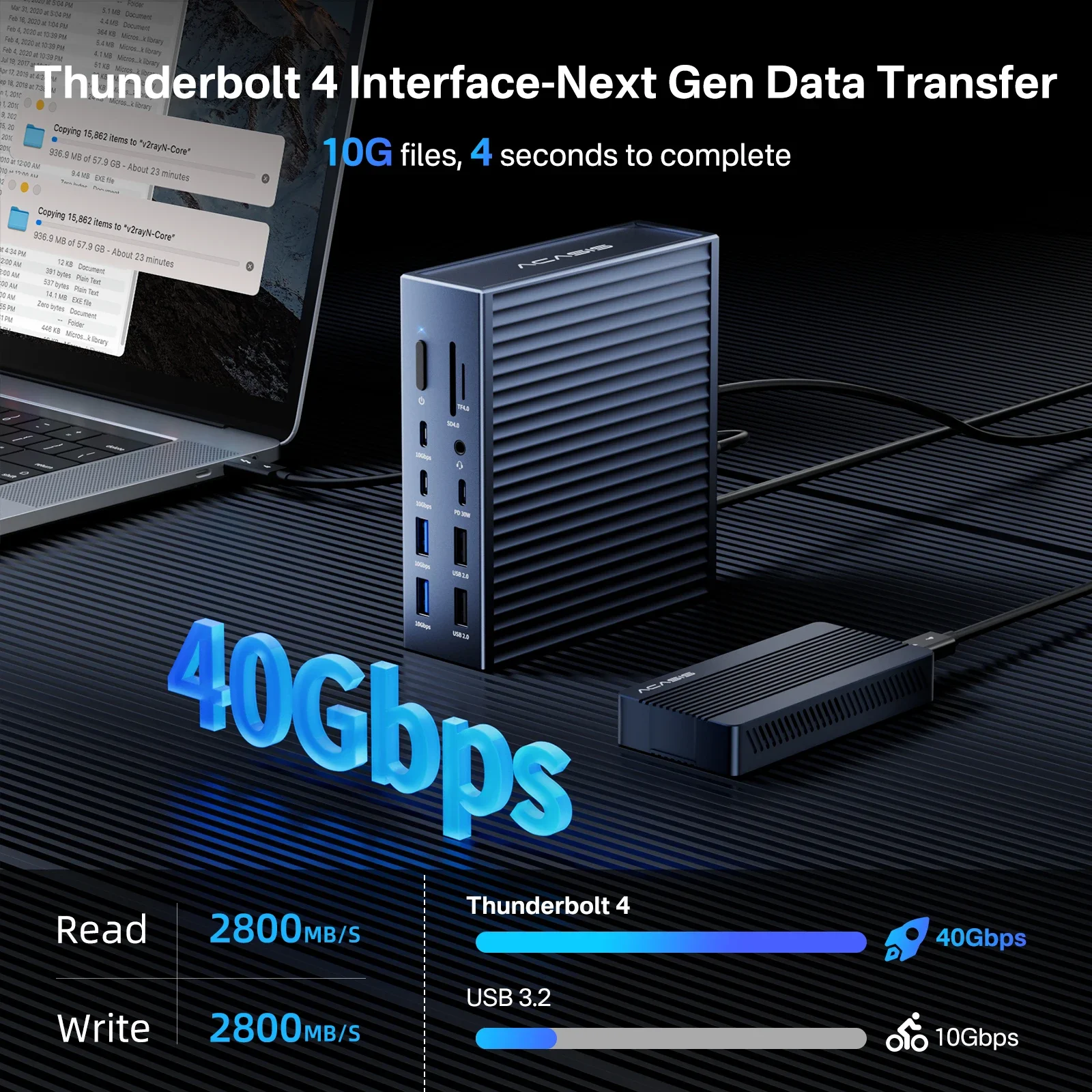 ACASIS  4 Dock - 21 Ports, 8K60Hz HD Interface,  10Gbps USB C/A 3.2 Gen2, 40Gbps Dock for Pro/Max