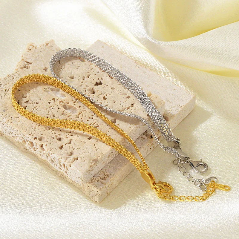 

Женский браслет из стерлингового серебра S925, позолоченный тканый европейский и американский популярный модный ювелирный браслет, аксессуары для вечеринок