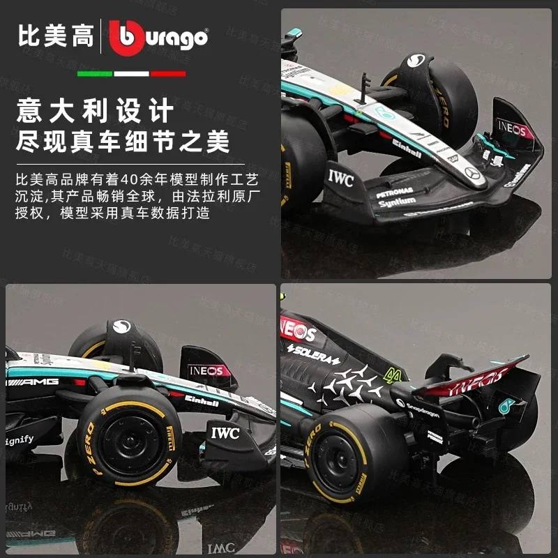 New Bburago 1:43 Mercedes-Amg F1 W15 Alloy Miniature Diecast Model Amg Petronas F1 W15 Team #44 #64 Alloy Car Model Toys