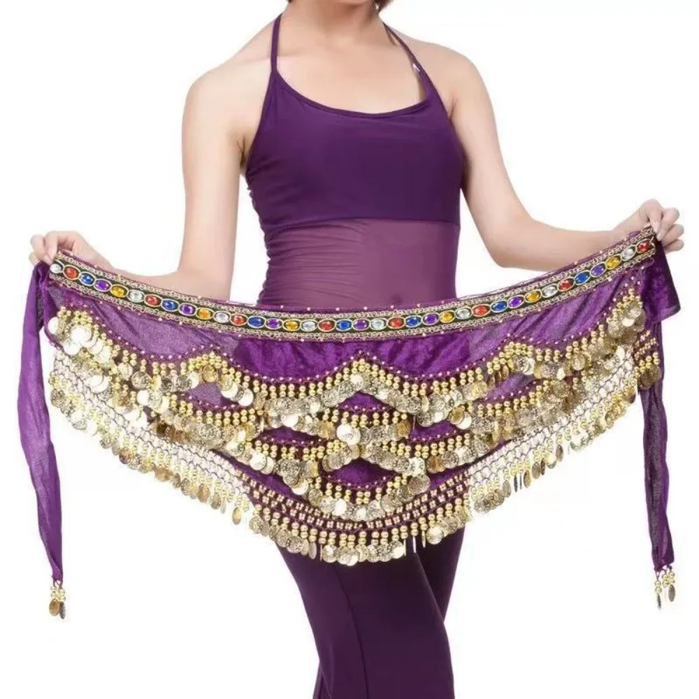 Tassel Trim Hip Scarf Wrap Skirt Coin Fringe Triangular Shape Belt Dance Skirt Gold Coins Wrap Design Waist Wrap Skirt For Women