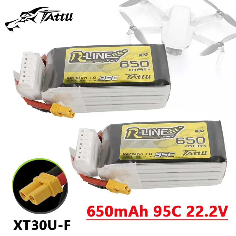 

TATTU R-LINE 1.0 95C 650mAh 22.2V Lipo Battery For RC Helicopter Quadcopter FPV Racing Drone Parts 22.2V Rechargeable Battery