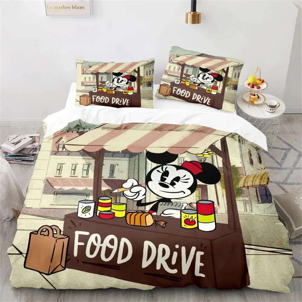 Disney-Parure de lit Minnie, ensemble de literie, couvre-lit, linge de maison, housse de sport, Queen, King Size