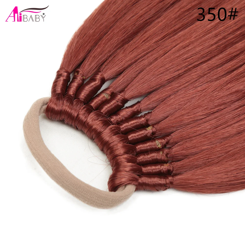24 32 Zoll gerader Pferdeschwanz mit elastischem Band, synthetische Pferdeschwanzverlängerung, umwickelbarer hitzebeständiger Pferdeschwanz für Frauen – Detail 12