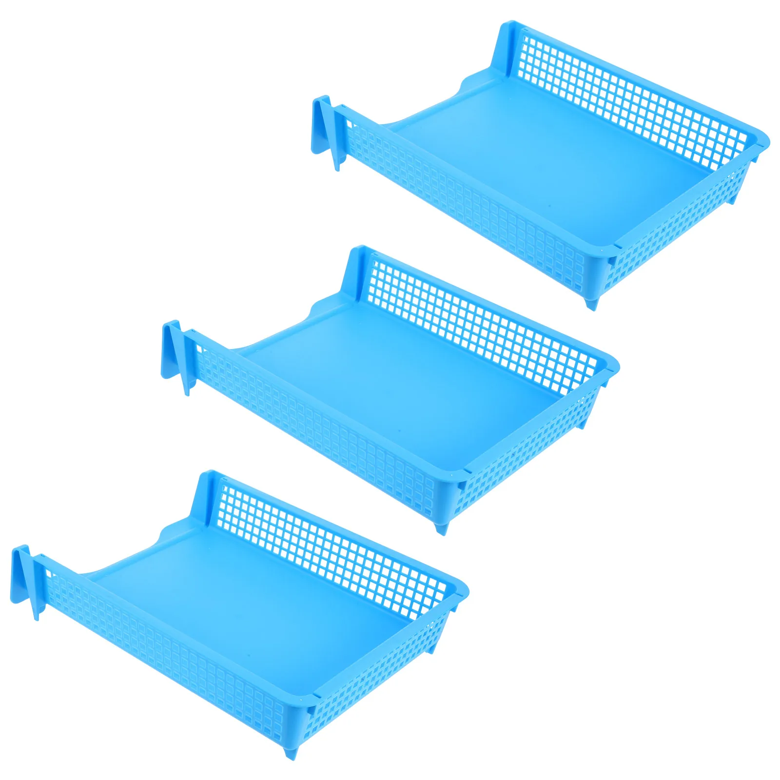 

3 Pcs File Basket Paper Trays Classroom Desk Organizer Storage Box Stackable Blue Office