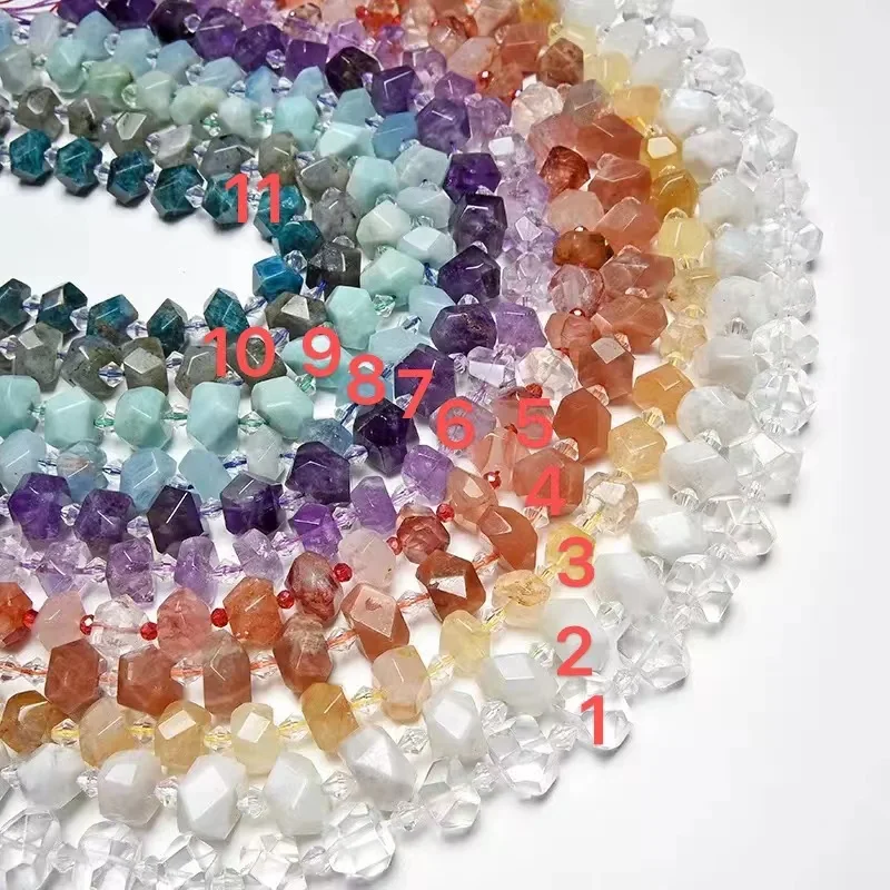 Mineral Aquamarine gemstone beads wholesale Amethyst lavande Orange Sun stoneshape Faceted  jewelry DIY Bracelet Necklace