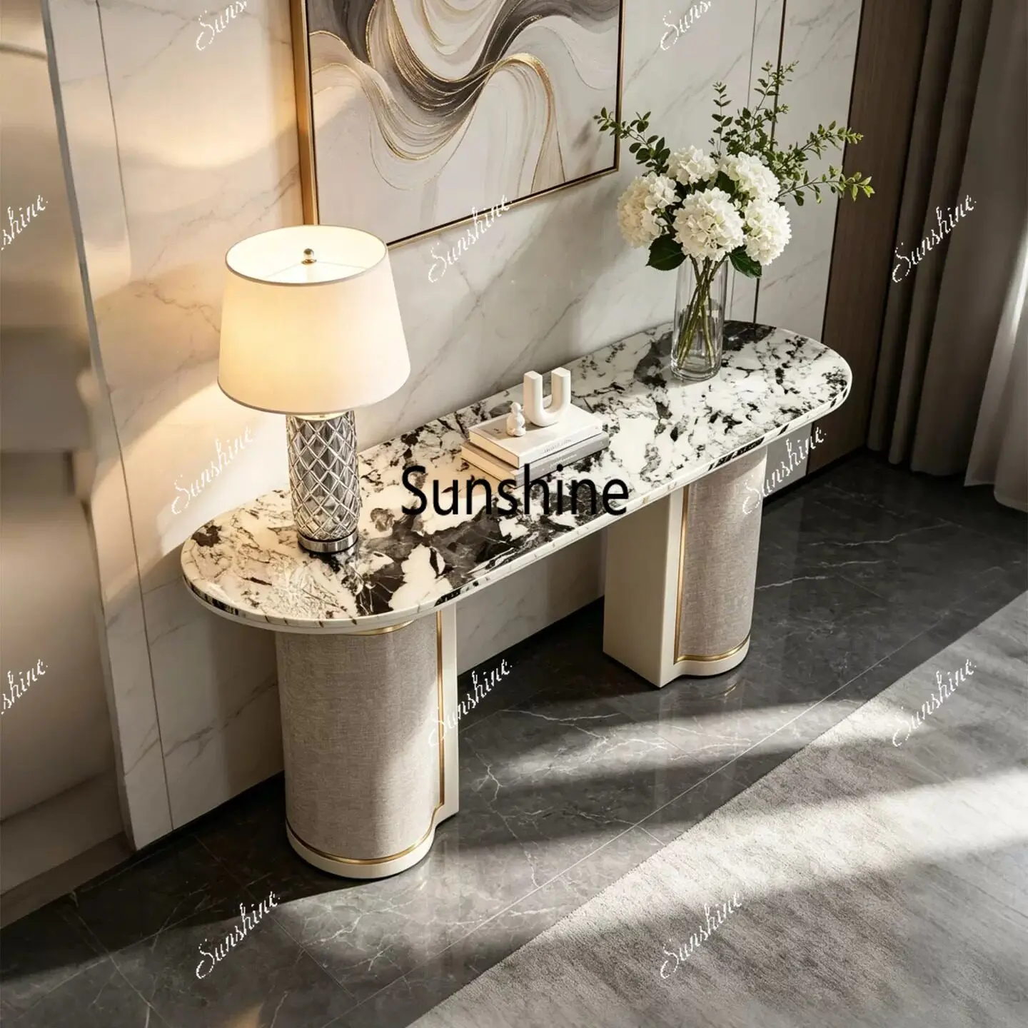 Living room entrance entrance table modern simple marble surface decoration high-end view table