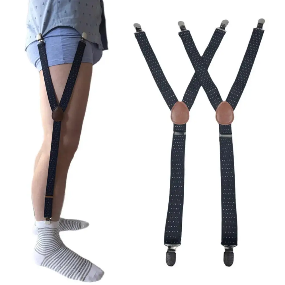 Soportes para camisas para hombre, tirantes elásticos ajustables estilo Y, Clips antideslizantes, abrazaderas para liga de calcetín para militares, 2 uds.