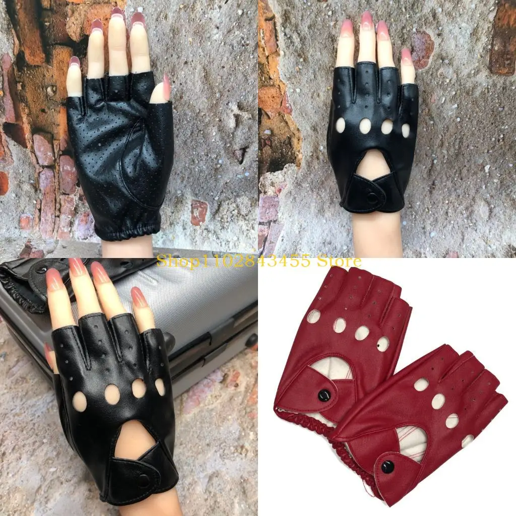 49MC Trendy Women Open Finger Gloves Punk Rock Mesh Inserts Great Concerts Photo