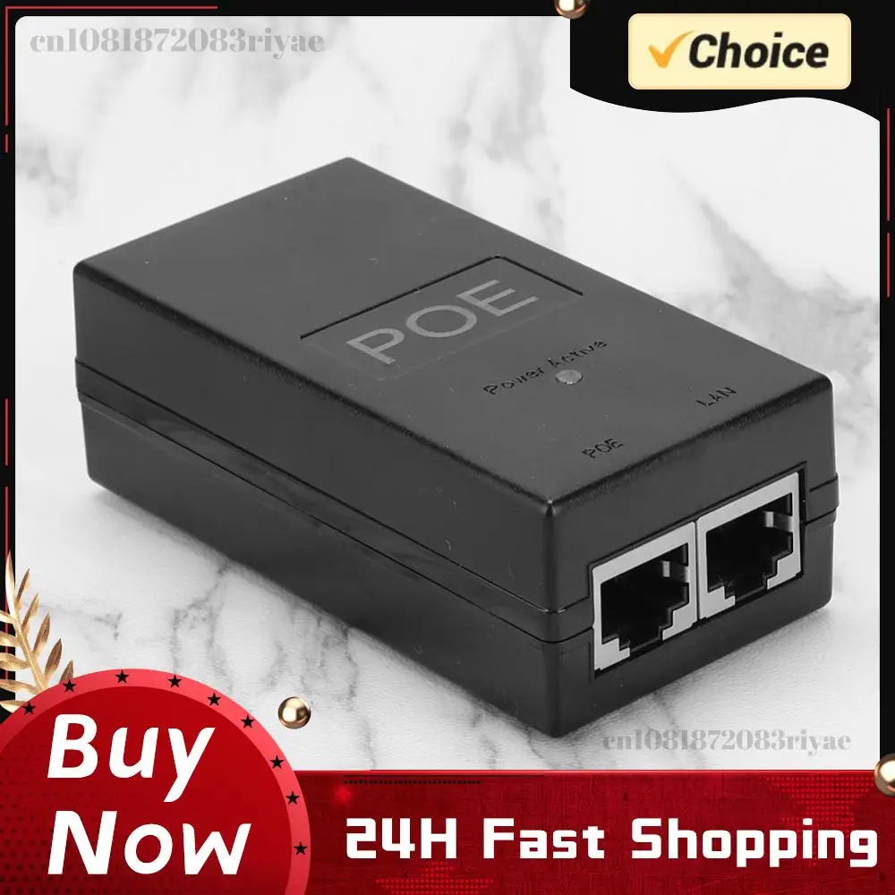 Desktop POE Injector 10/100Mbps Power Supply Output 24V 0.5A Input 100V-240V with Power Cable for CCTV Camera
