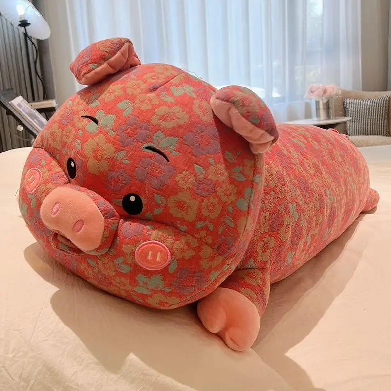 Kawaii Simulation Cartoon Cotton Print Pig Long Pillow Soft Cushion Classics Piggy Plushies Cushion Doll Home Room Decor