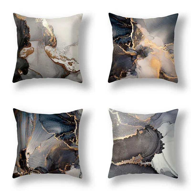 Short plush material pillowcaseModern light luxury simple fashion marble pattern set sofa chair office car bed cushion cover roo