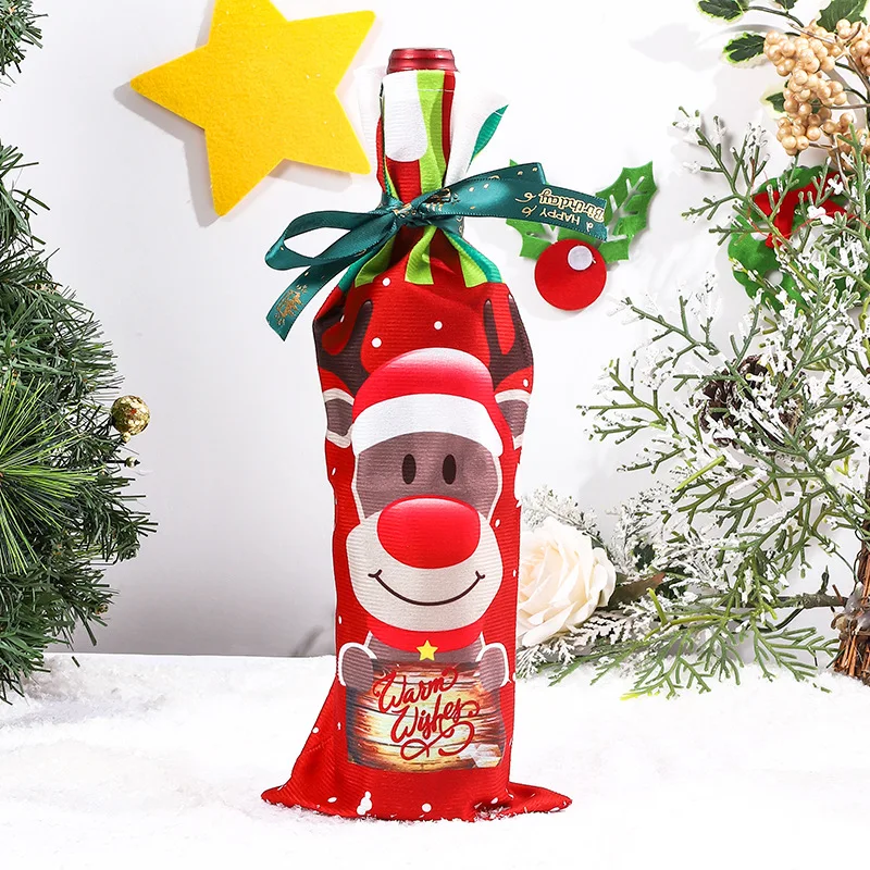 1/3pc Christmas Wine Bottle Covers Bag Snowman Santa Claus Champagne Bottle Cover Sleeve Merry Christmas New Year Decorations