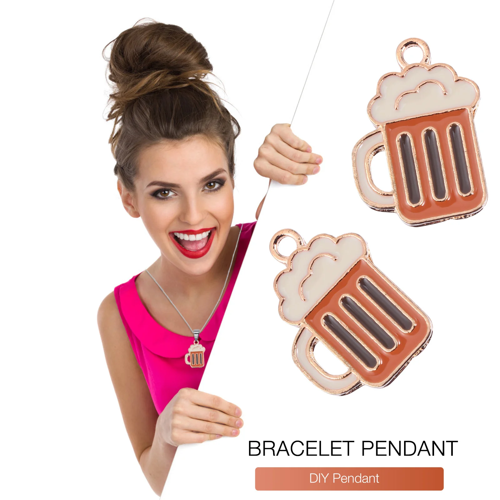 NOLITOY 20 قطعة البيرة الزجاج قلادة مجموعة خمر المينا سحر سبيكة استرخى أقراط الكورية نمط قلادة كوب حلية حقيبة #4