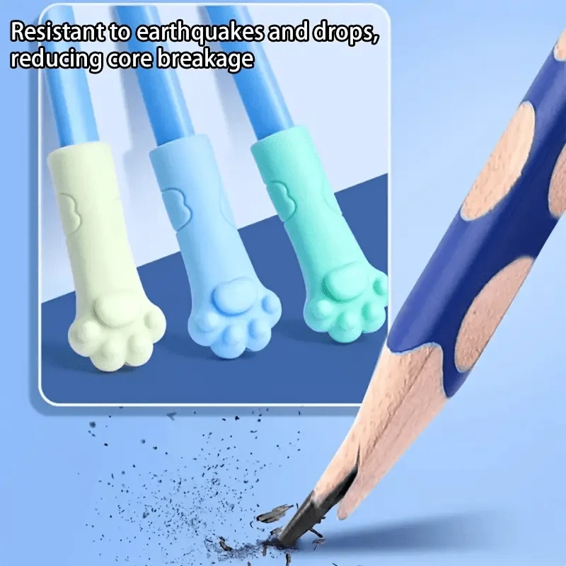 15pcs Random Colors Cute Paw-Shaped Erasers - with Pencil Caps, Durable PP Material, Suitable for School, Office, And Home