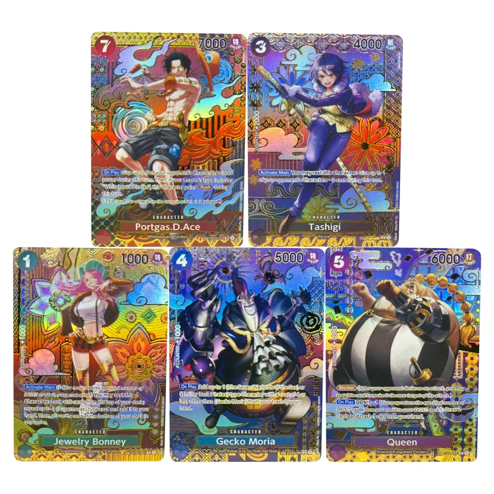ONE PIECE Sammelkarten DIY 0P01-016 Portgas.D.Ace Tashigi Gecko Moria EN Hochwertige selbstgemachte Spiel-Anime-Karten Geschenkspielzeug